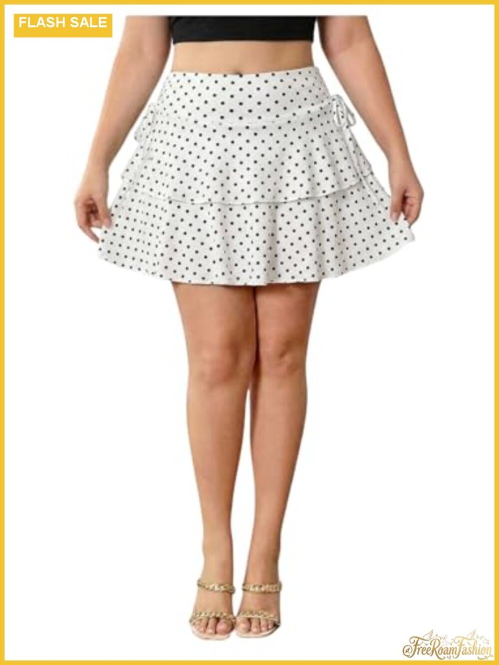 Women Plus Size High Waisted Polka Dot Ruffle A-Line Mini Skirt Y2K